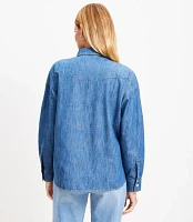 Western Denim Tunic Shirt Medium Wash