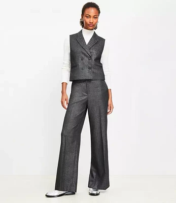 Petite Clean Wide Leg Pants Shimmer Herringbone