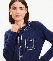 Topstitched Sweater Jacket