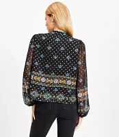 Petite Foil Baroque Blouson Sleeve Blouse