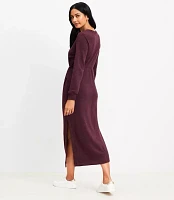 Petite Terry Side Pleated Midi Dress