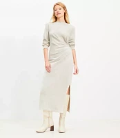 Petite Terry Side Pleated Midi Dress