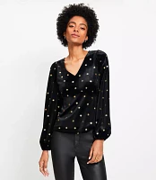 Petite Starry Velour V-Neck Top