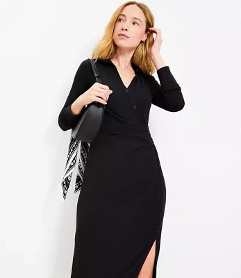 Knotted Button Wrap Midi Dress