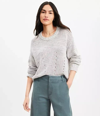 Marled Pointelle Trim Sweater