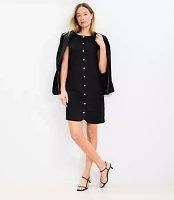 Linen Blend Button Mini Pocket Dress