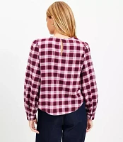 Petite Plaid Flannel Knotted Blouse