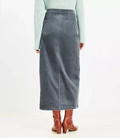 Petite Corduroy Button Front Midi Pocket Skirt