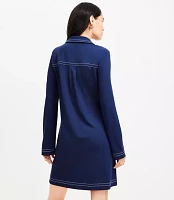 Topstitched Ponte Mini Pocket Shirtdress