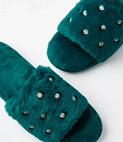 Sparkle Faux Fur Slide Slippers