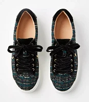 Metallic Tweed Lace Up Sneakers