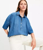 Chambray Dolman Henley Shirt