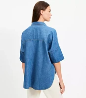 Chambray Dolman Henley Shirt