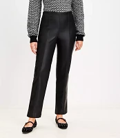 Petite Faux Leather Straight Pants