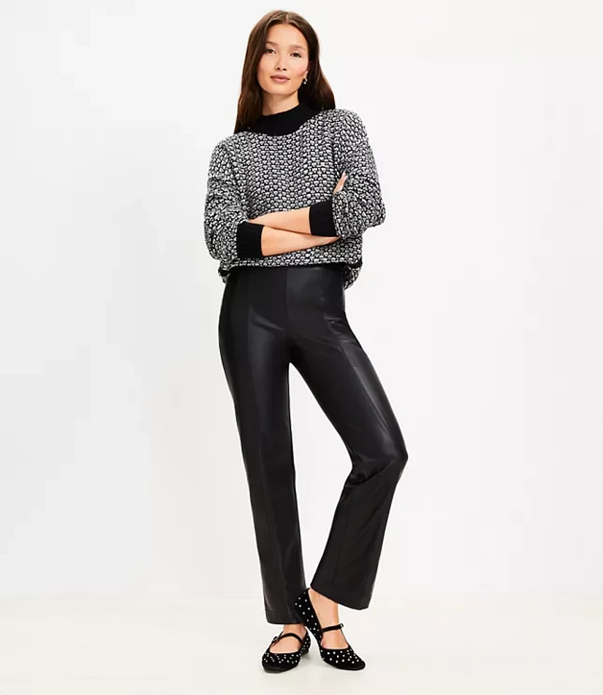 Petite Faux Leather Straight Pants