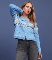 Petite Sequin Fair Isle Sweater Jacket