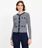 Petite Striped Pocket Cardigan Top