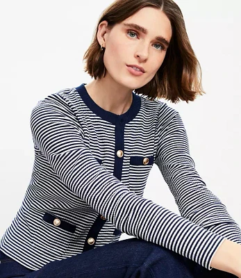 Petite Striped Pocket Cardigan Top