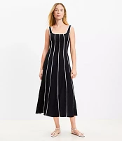 Seamed Linen Blend Midi Dress