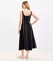 Seamed Linen Blend Midi Dress