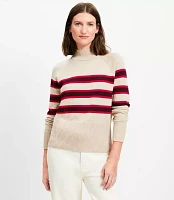 Petite Striped Ribtrim Mock Neck Sweater