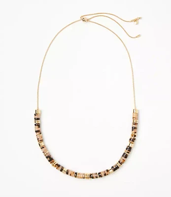 Tortoiseshell Print Spliced Pull Tie Necklace