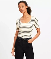 Stripe Ribbed Scoop Neck Tee