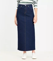 Petite Denim Maxi Skirt Rinse Wash