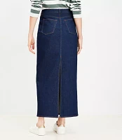 Petite Denim Maxi Skirt Rinse Wash