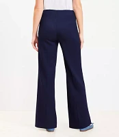 Petite Button Trim Wide Leg Pants Twill