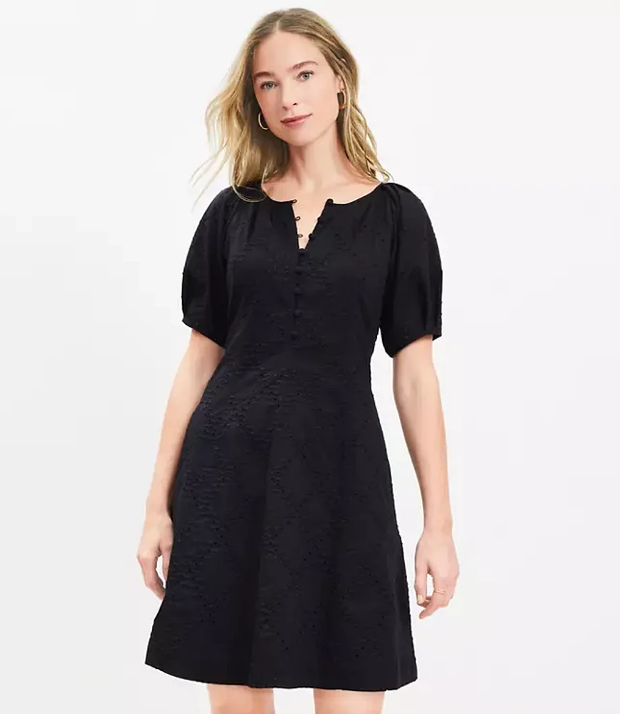 Petite Eyelet Side Tie Mini Pocket Dress