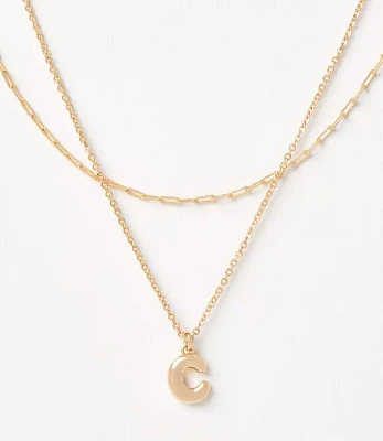 Bubble Letter Initial Necklace Set