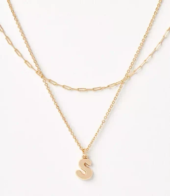 Bubble Letter Initial Necklace Set