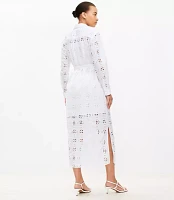 Square Eyelet Midi Shirtdress