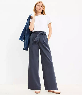 Petite Belted Wide Leg Pants