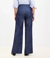 Petite Button Trim Wide Leg Pants Refined Denim