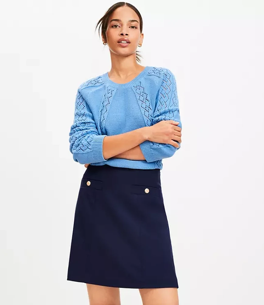 Petite Seamed Button Mini Pocket Skirt