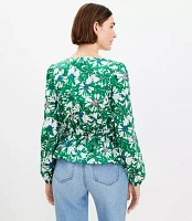 Floral Tie Peplum Blouse