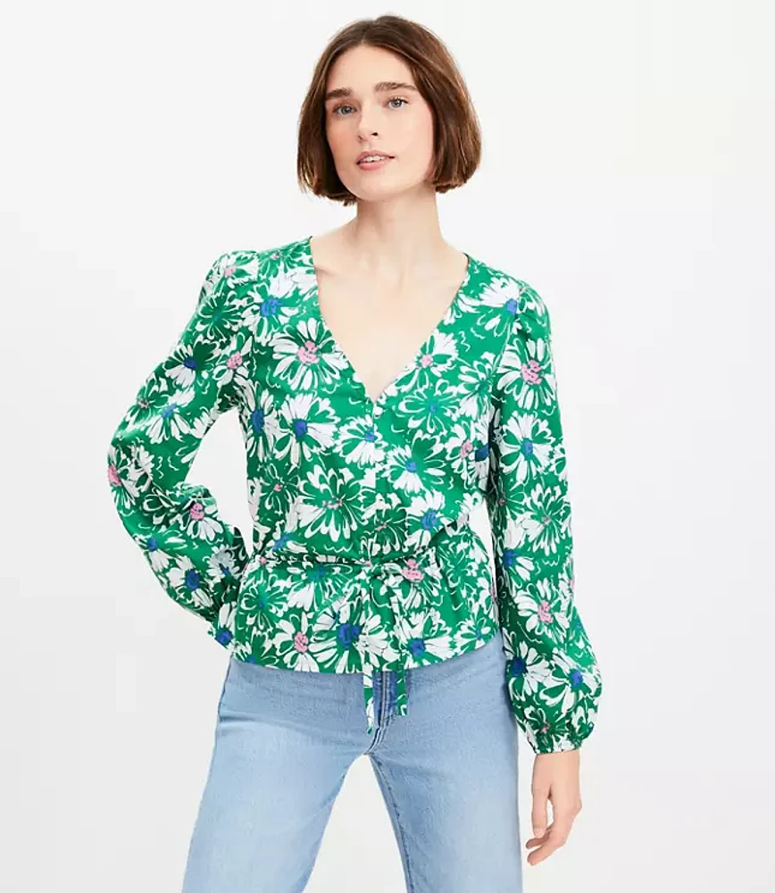 Floral Tie Peplum Blouse