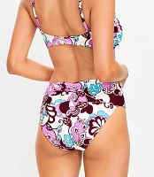 LOFT Beach Floral Shirred High Waist Bikini Bottom