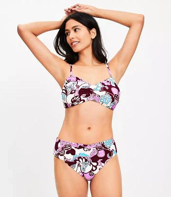 LOFT Beach Floral Shirred High Waist Bikini Bottom