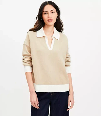 Petite Colorblock V-Neck Sailor Sweater