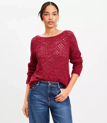 Petite Honeycomb Pointelle Sweater