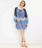 Lace Paisley Tie Mini Pocket Dress