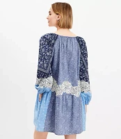 Lace Paisley Tie Mini Pocket Dress
