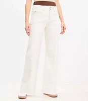 Petite Seamed Wide Leg Jeans Ivory