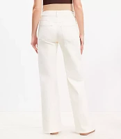 Petite Seamed Wide Leg Jeans Ivory