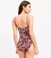 LOFT Beach Swirl Twist Cutout One Piece Swimsuit