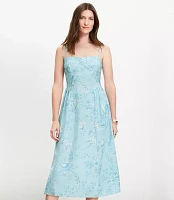 Bird Toile Sweetheart Strappy Midi Dress