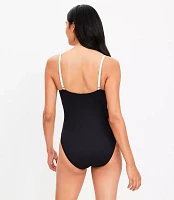 LOFT Beach Twist Cutout One Piece Swimsuit